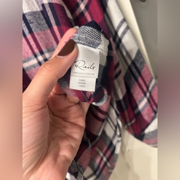 Rails Hunter Plaid Long Sleeve Shirt White Navy L - Picture 6 of 10